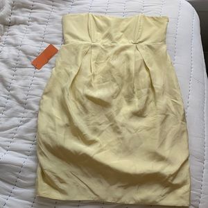 BCBGeneration lemon yellow strapless mini dress pockets size 6 NWT